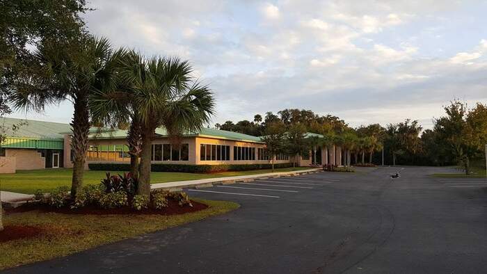 Commercial lawn maintenance crew at work